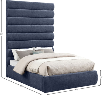 Adam - Chenille Fabric Bed With 89" Headboard