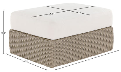 Seacrest - Olefin Water Resistant Fabric And Wicker Outdoor Patio Ottoman/Coffee Table