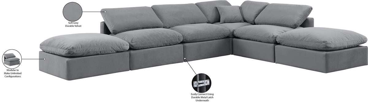 Indulge - Velvet 6 Piece Modular Armless Sectional