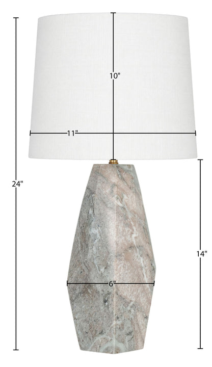 Seraphine - Genuine Marble And Linen Textured Fabric Table Lamp