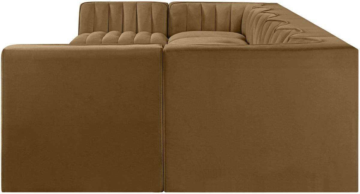 Rummi - Velvet Performance Fabric Upholstered 8 Piece Modular Sectional (With 2 Corner Chairs)