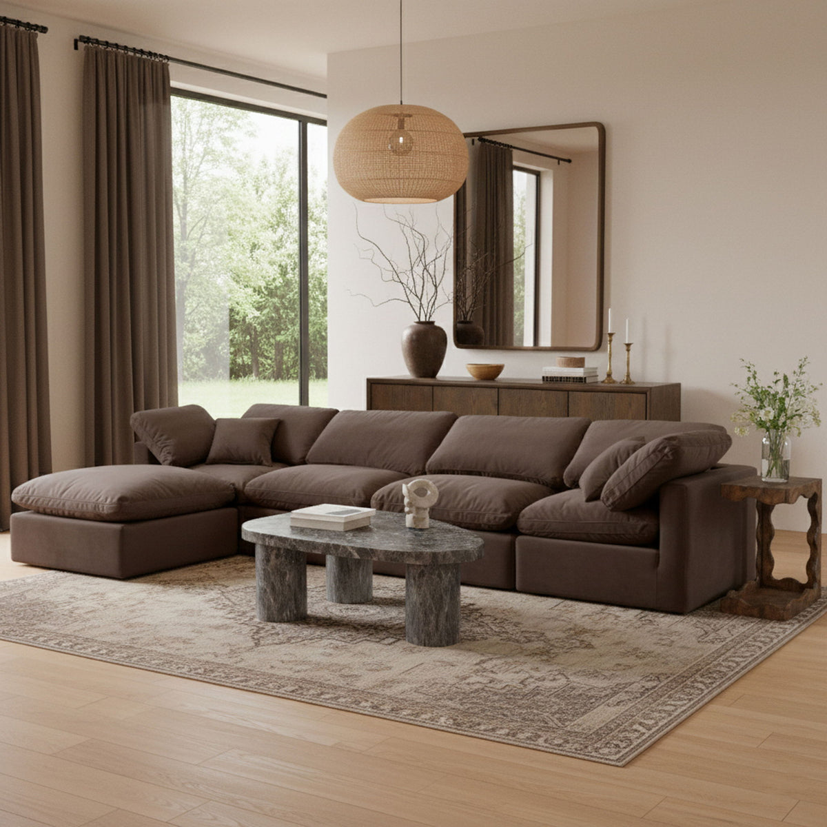 Indulge - Velvet 5 Piece Modular Sectional With Chaise