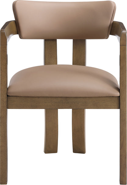 Lavrin - Vegan Leather Upholstered Dining Arm Chair (Set of 2) - Walnut Base