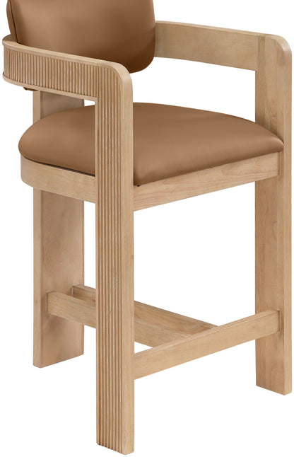 Sacha - Vegan Leather Upholstered Counter Stool With Natural Base