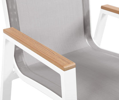 Nizuc - Outdoor Patio Dining Arm Chair With White Frame And Natural Arms (Set of 2)