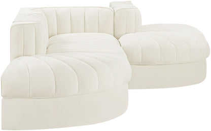 Rummi - Rounded Velvet Performance Fabric Upholstered 5 Piece Modular Sectional