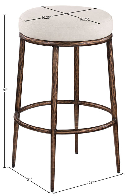 Ferro - Performance Fabric Upholstered Backless Bar Stool - Antique Bronze