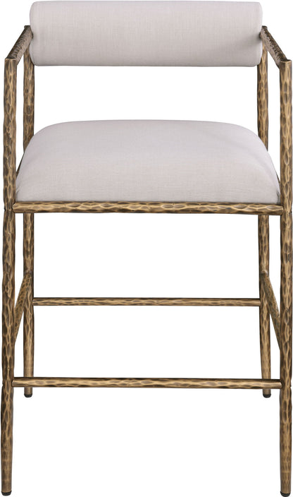 Axis - Linen Textured Beige Fabric Upholstered Counter Stool (Set of 2)