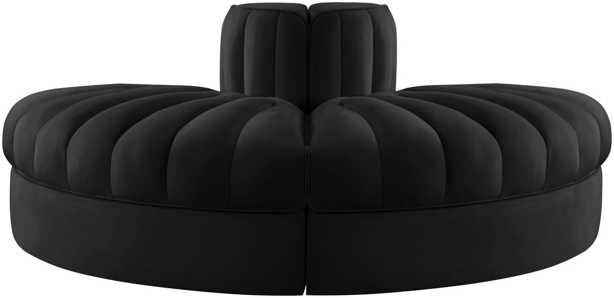 Rummi - Velvet Performance Fabric Upholstered 2 Piece Rounded Modular Loveseat