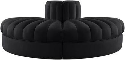 Rummi - Velvet Performance Fabric Upholstered 2 Piece Rounded Modular Loveseat