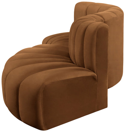 Arc - Velvet 4 Piece L-Shaped Modular Sofa - Saddle