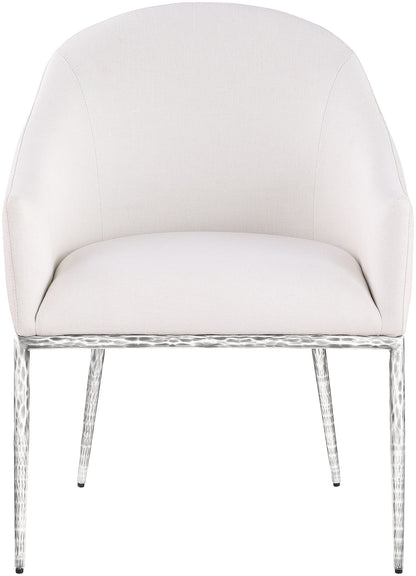 Ferro - Upholstered Dining Arm Chair With Brushed Silver Legs