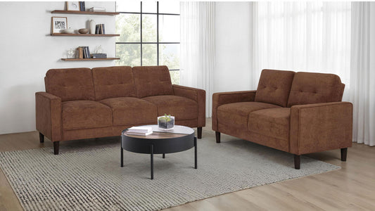 Bowen II 2-piece Fabric Upholstered Track Arm Sofa Set Rust