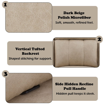 Elison - Motion Sofa - Dark Beige Polish Microfiber