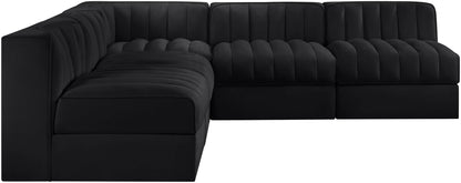 Rummi - Armless Velvet Performance Fabric Upholstered 5 Piece Modular Sectional