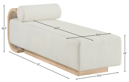 Zephyr - Linen Textured Fabric Upholstered Chaise - Painted Natural Base