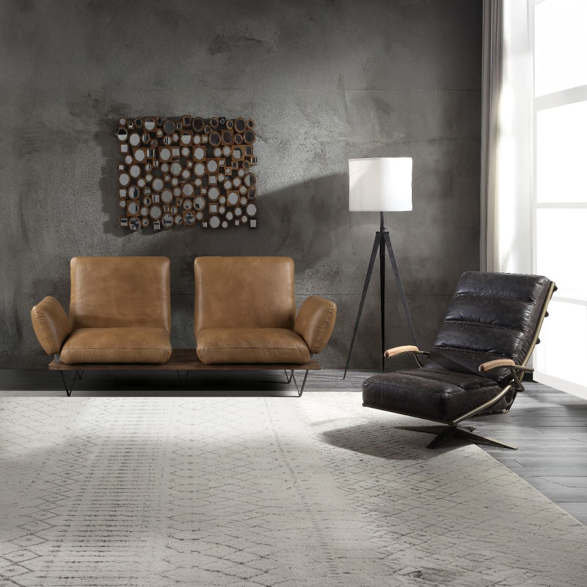 Narech - Sofa With Swivel - Nutmeg Top Grain Leather