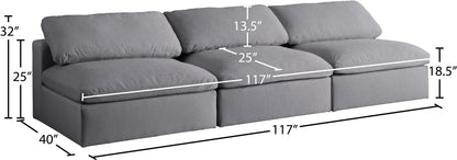 Serene - Modular Armless 3 Seat Sofa
