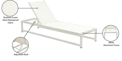 Maldives - Water Resistant Outdoor Patio Adjustable Sun Chaise Lounge Chair With White Base