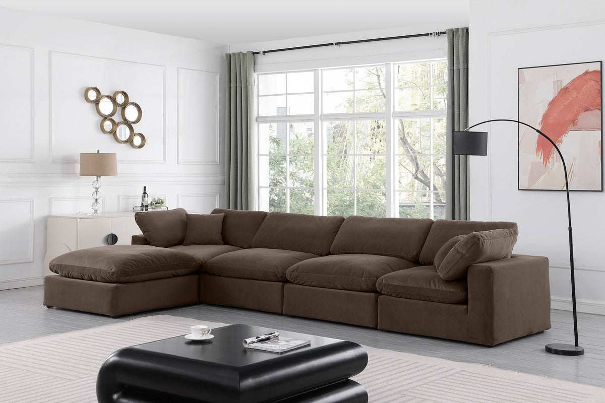 Comfy - 5 Piece Velvet Modular Sectional With Chaise