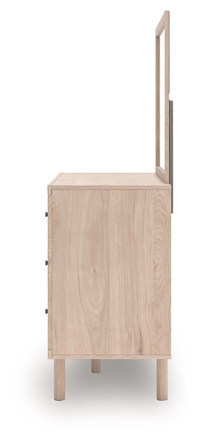 Arloster - 4 Pc. - Full Panel Storage Bed, Dresser, Mirror And Nightstand - Tan