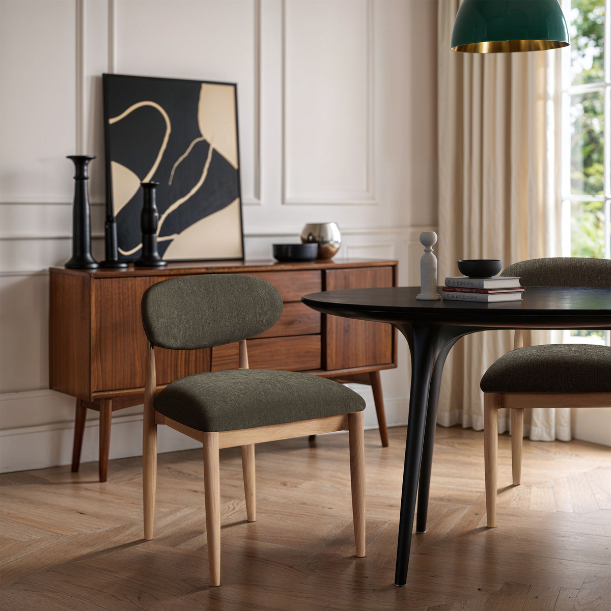 Riccio - Fabric Dining Side Chair (Set of 2) - Natural Frame