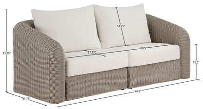 Seacrest - Olefin Water Resistant Fabric And Wicker 2 Piece Outdoor Patio Modular Loveseat