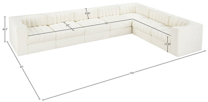 Rummi - Velvet Performance Fabric Upholstered 7 Piece Modular Sectional (With 3 Corner Chairs)