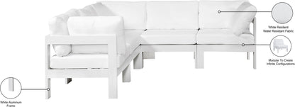 Nizuc - Outdoor Patio 5 Piece Modular Sectional With White Frame