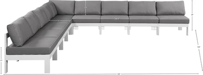 Nizuc - Outdoor Patio 9 Piece Modular Sectional With White Frame