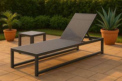 Maldives - Water Resistant Outdoor Patio Adjustable Sun Chaise Lounge Chair With Gray Base