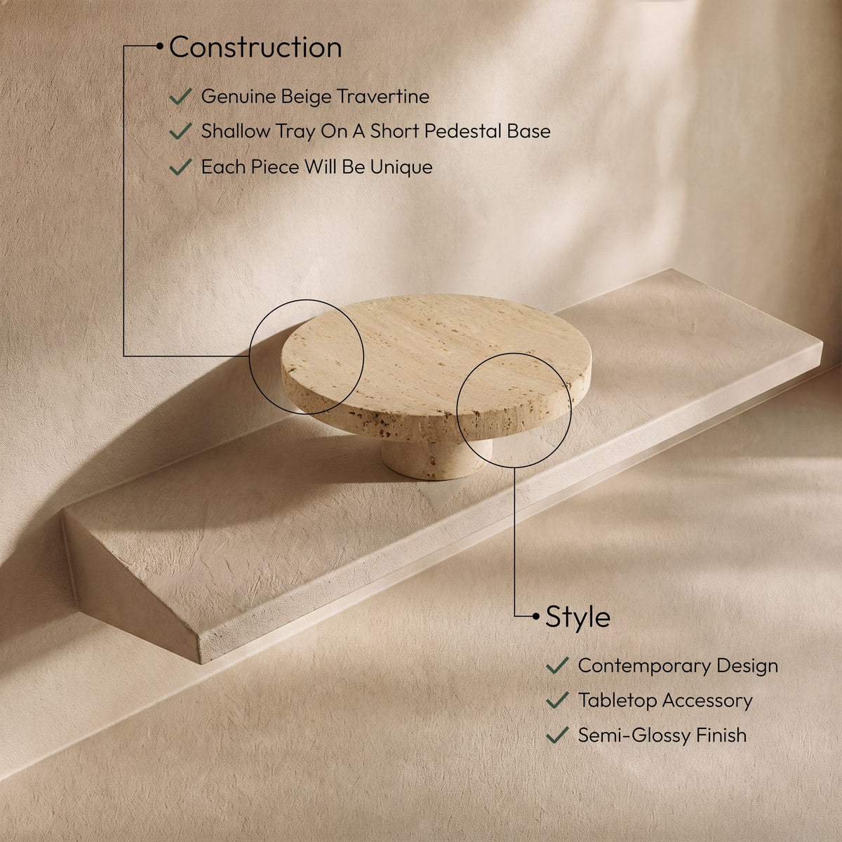 Ralston - Genuine Travertine Tray
