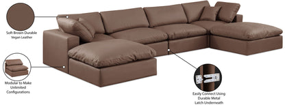 Comfy - 6 Piece Faux Leather Modular Double Chaise Sectional