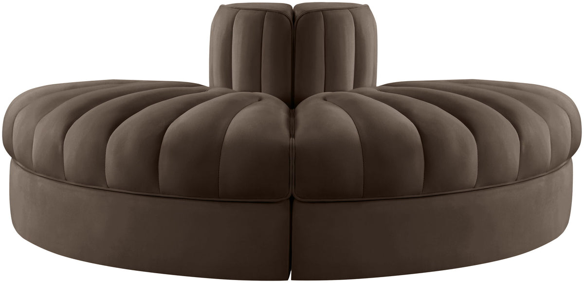 Rummi - Velvet Performance Fabric Upholstered 2 Piece Rounded Modular Loveseat