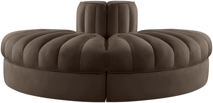 Rummi - Velvet Performance Fabric Upholstered 2 Piece Rounded Modular Loveseat