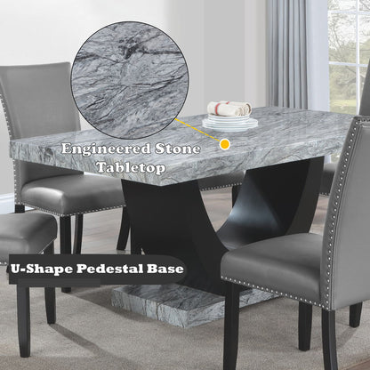 Caralin - Dining Table - Engineered Stone & Black