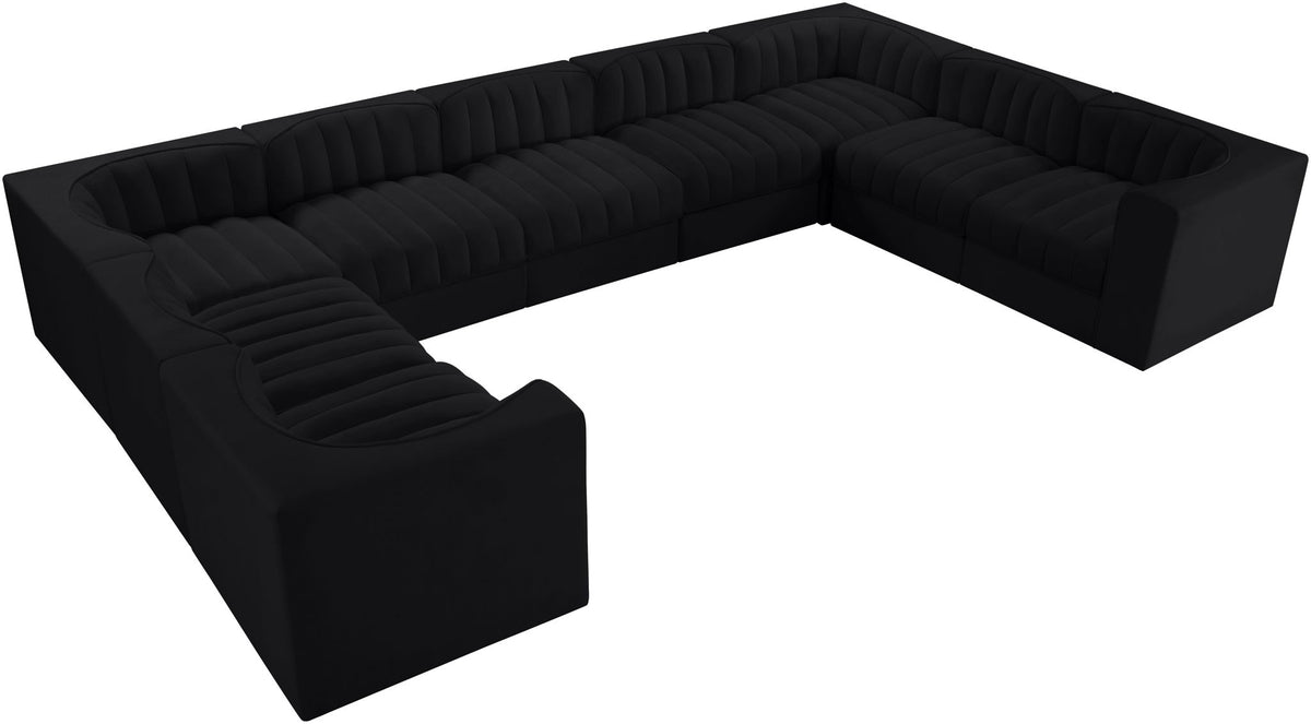 Rummi - Velvet Performance Fabric Upholstered 9 Piece Modular Sectional
