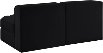 Rummi - Velvet Performance Fabric Upholstered 2 Piece Modular Armless Loveseat