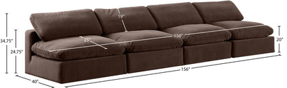 Comfy - Velvet Modular Armless Sofa 4 Seats