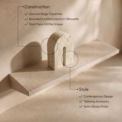 Phillipe - Genuine Travertine Bookend