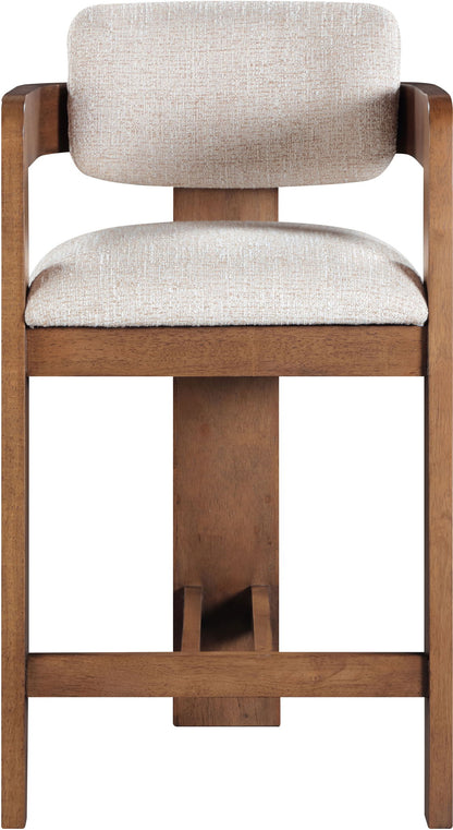Sacha - Linen Stool With Brown Base
