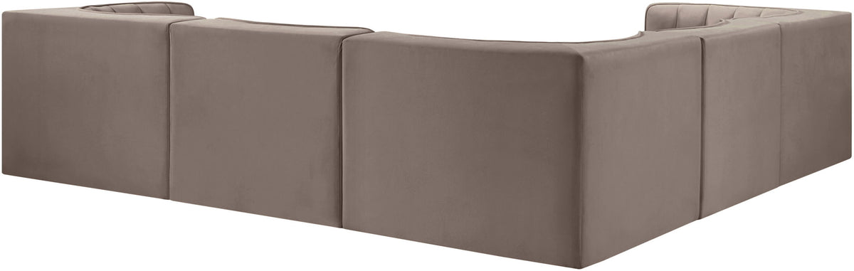 Rummi - Symmetrical Velvet Performance Fabric Upholstered 5 Piece Modular Sectional