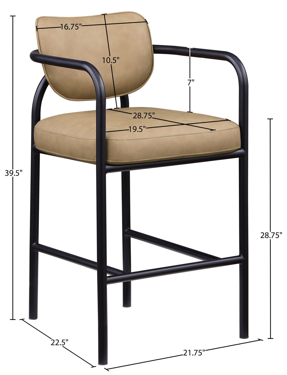Serava - Faux Leather Upholstered Bar Stool - Tan