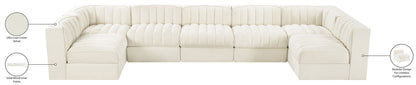 Rummi - Velvet Performance Fabric Upholstered 7 Piece Modular Sectional (With 2 Corner Chairs)