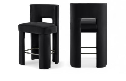 Zuno - Velvet Performance Fabric Upholstered Counter Stool (Set of 2)