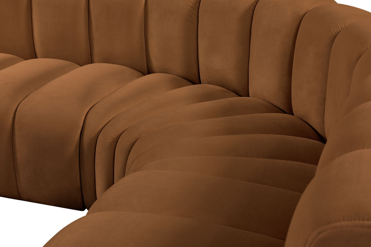 Arc - Velvet 8 Piece Curved Modular Sofa - Saddle