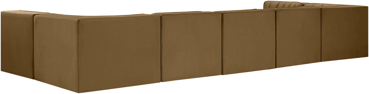 Rummi - Velvet Performance Fabric Upholstered 7 Piece Modular Sectional (With 2 Corner Chairs)