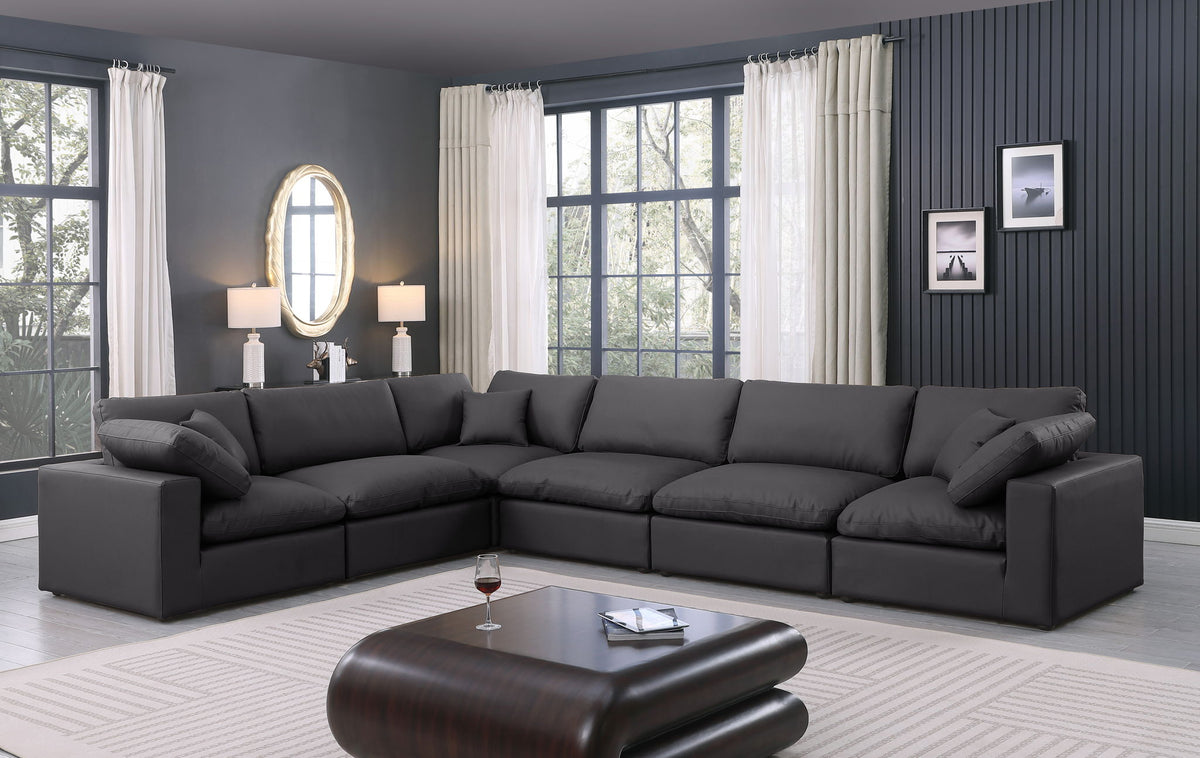 Comfy - 6 Piece Faux Leather Modular Corner Sectional