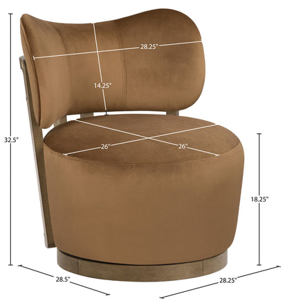 Elara - Velvet Upholstered Swivel Accent Chair - Stained Brown