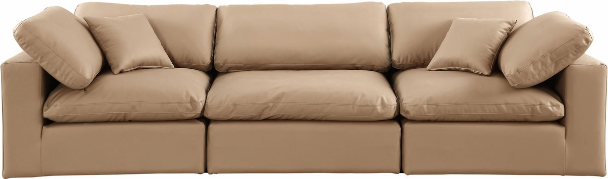 Comfy - Faux Leather Modular Sofa 3 Pieces - Tan